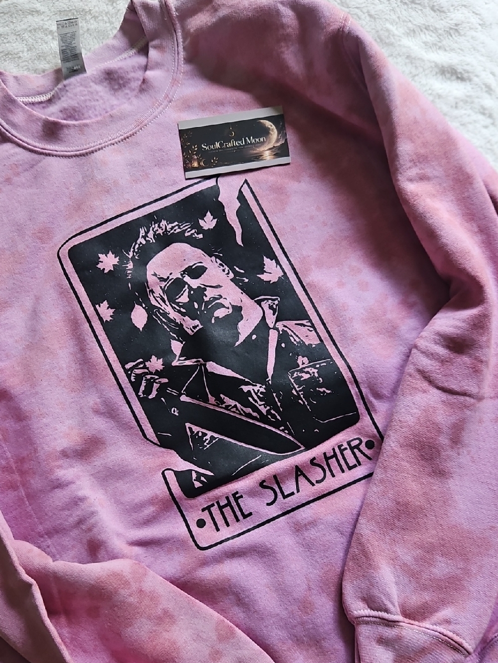Gildan Pink Tie-Dye 'The Slasher' Graphic Crewneck